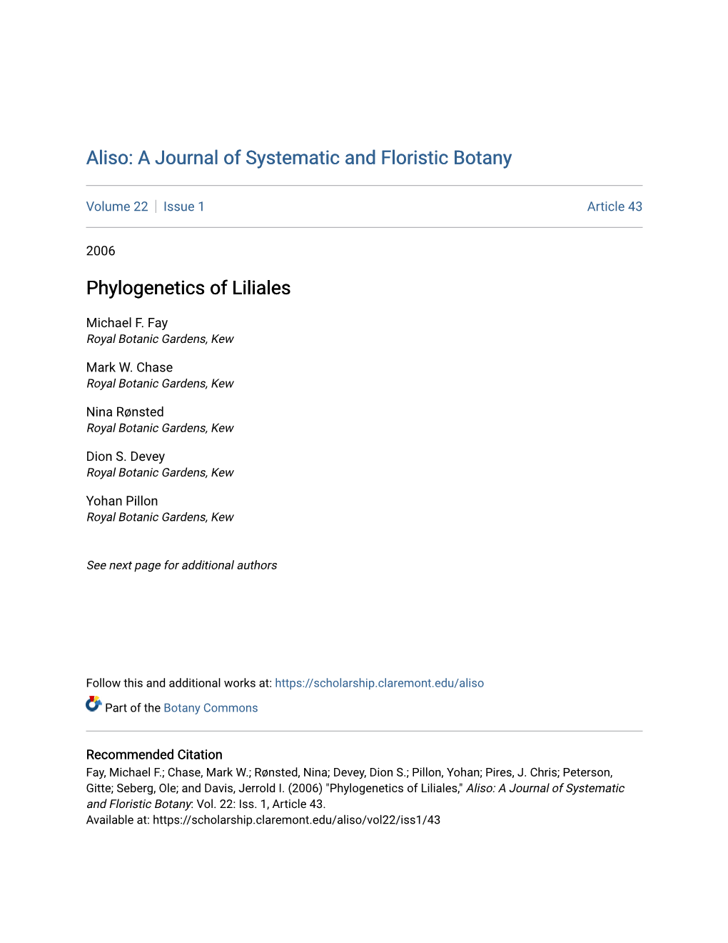 Phylogenetics of Liliales