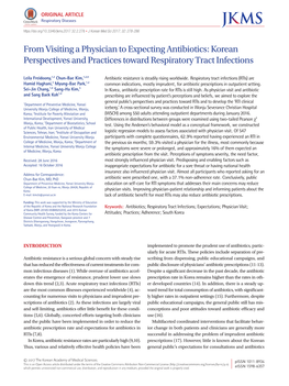 From Visiting a Physician to Expecting Antibiotics: Korean Perspectives and Practices Toward Respiratory Tract Infections