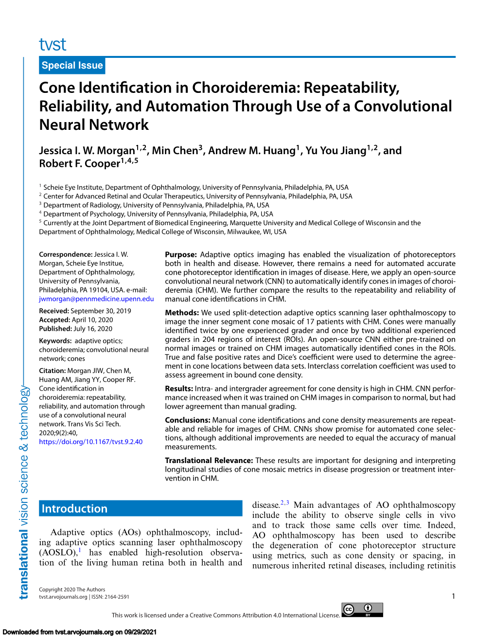 Cone Identification in Choroideremia: Repeatability, Reliability, and Automation Through Use of a Convolutional Neural Network
