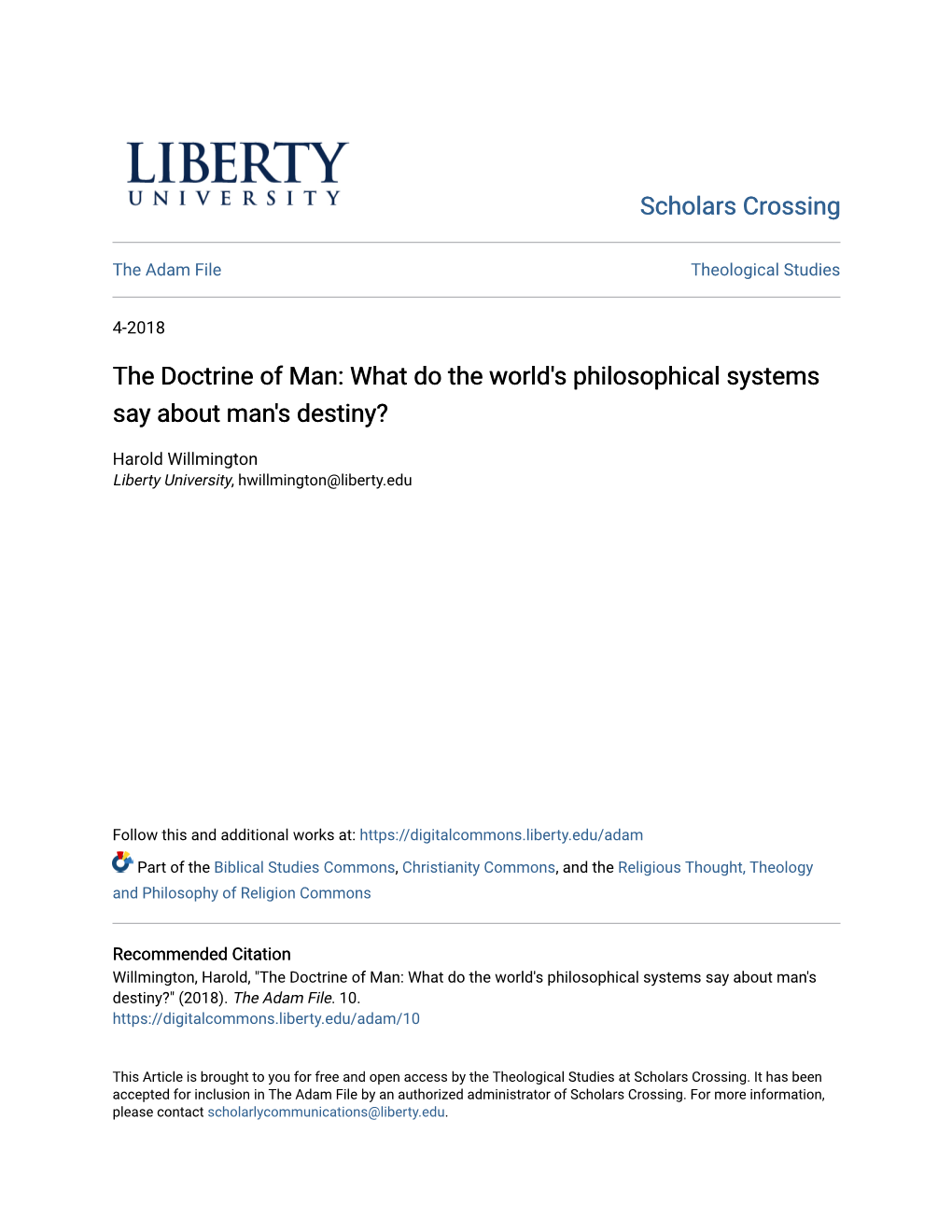 The Doctrine of Man: What Do the World's Philosophical Systems Say About Man's Destiny?