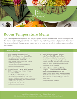 Room Temperature Menu