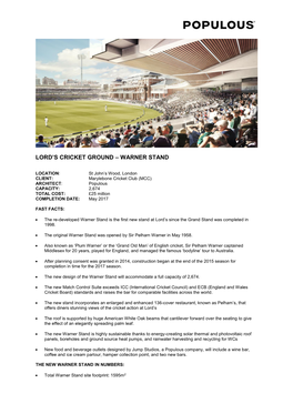 Lord's Cricket Ground – Warner Stand
