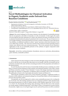 Novel Methodologies for Chemical Activation in Organic Synthesis Under Solvent-Free Reaction Conditions