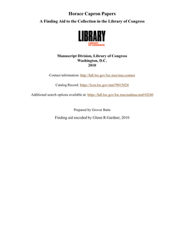 Horace Capron Papers [Finding Aid]. Manuscript Division, Library Of