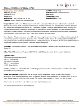 Histone H3k36me3 Antibody (Mab)