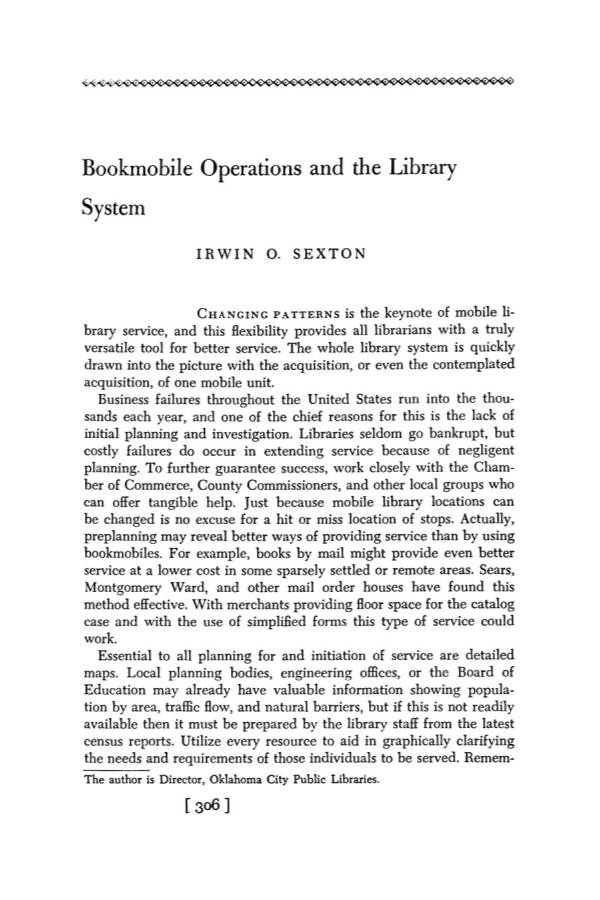 Bookmobile Operations and the Library System