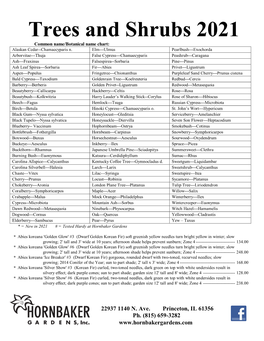 Trees and Shrubs 2021 Common Name/Botanical Name Chart: Alaskan Cedar--Chamaecyparis N