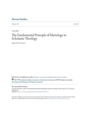 The Fundamental Principle of Mariology in Scholastic Theology