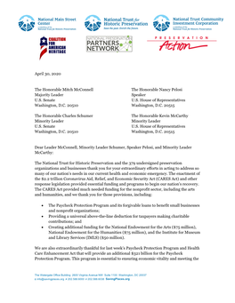 NTHP Preservation Group Letter to Congress Advocating for The