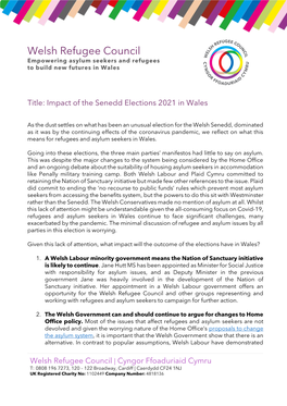 Impact of the Recent Welsh Election for Wales