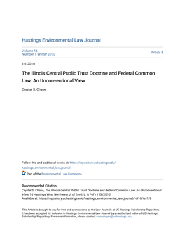 The Illinois Central Public Trust Doctrine and Federal Common Law: an Unconventional View