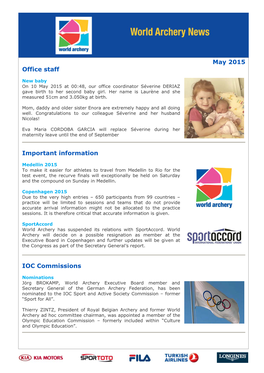 May 2015 Office Staff Important Information IOC Commissions