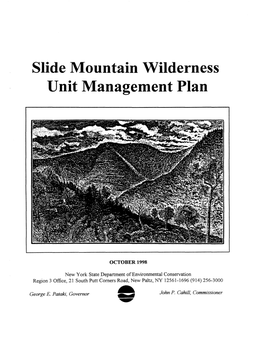 Slide Mountain Wilderness Unit Management Plan (UMP)