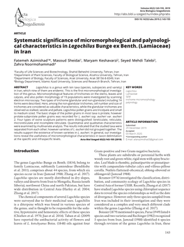 Cal Characteristics in Lagochilus Bunge Ex Benth. (Lamiaceae) in Iran