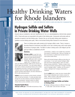 Healthy Drinking Waters for Rhode Islanders SAFE and HEALTHY LIVES in SAFE and HEALTHY COMMUNITIES