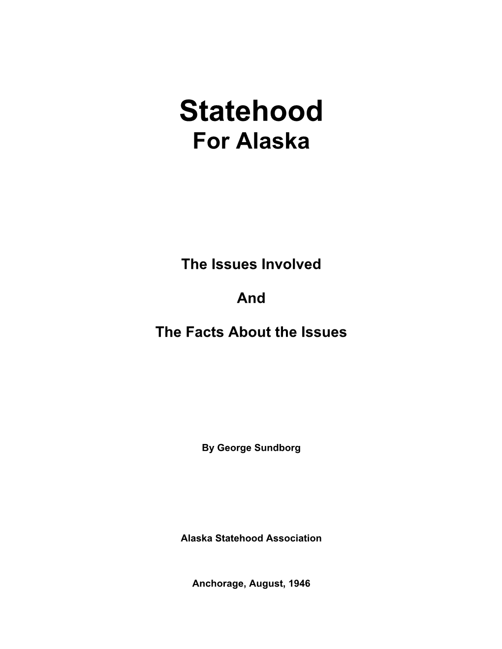 Statehood for Alaska