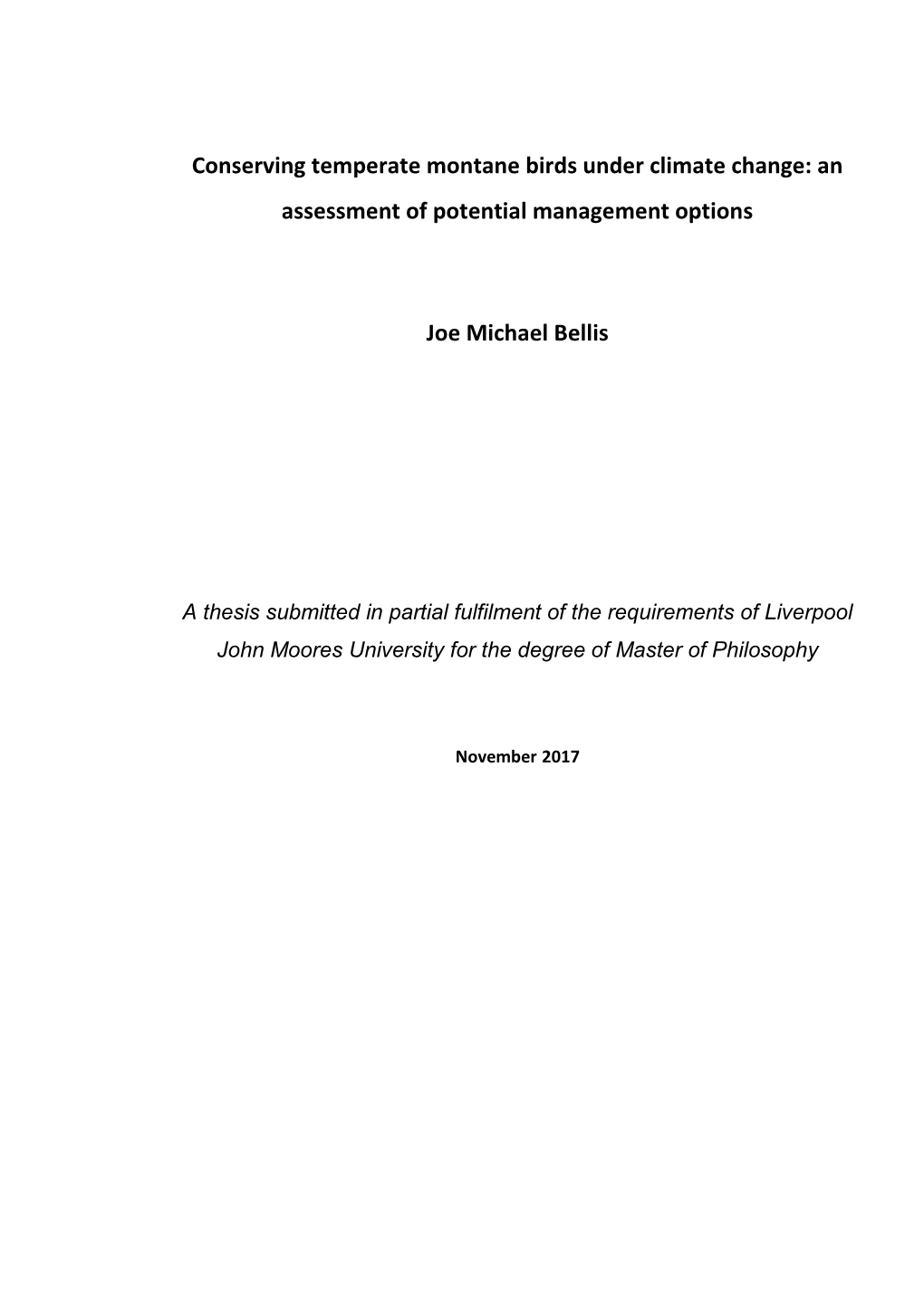 Conserving Temperate Montane Birds Under Climate Change: an Assessment of Potential Management Options