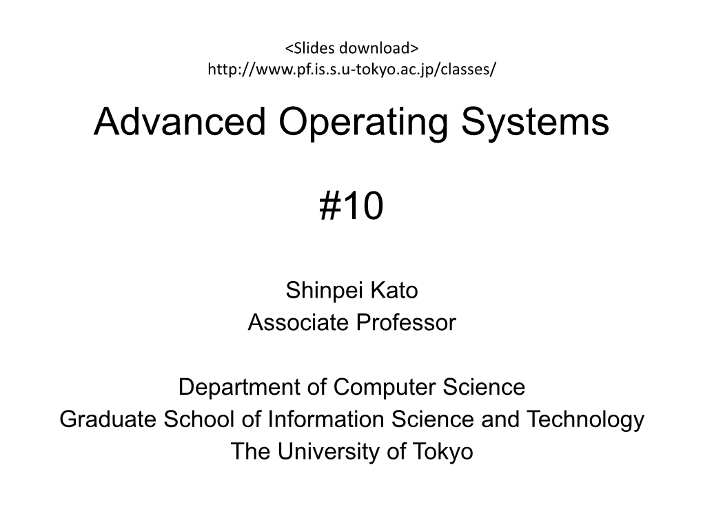 Advanced Operating Systems #1