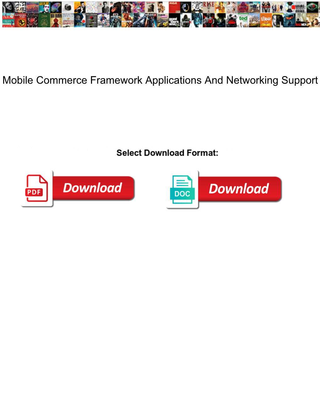 Mobile Commerce Framework Applications and Networking Support