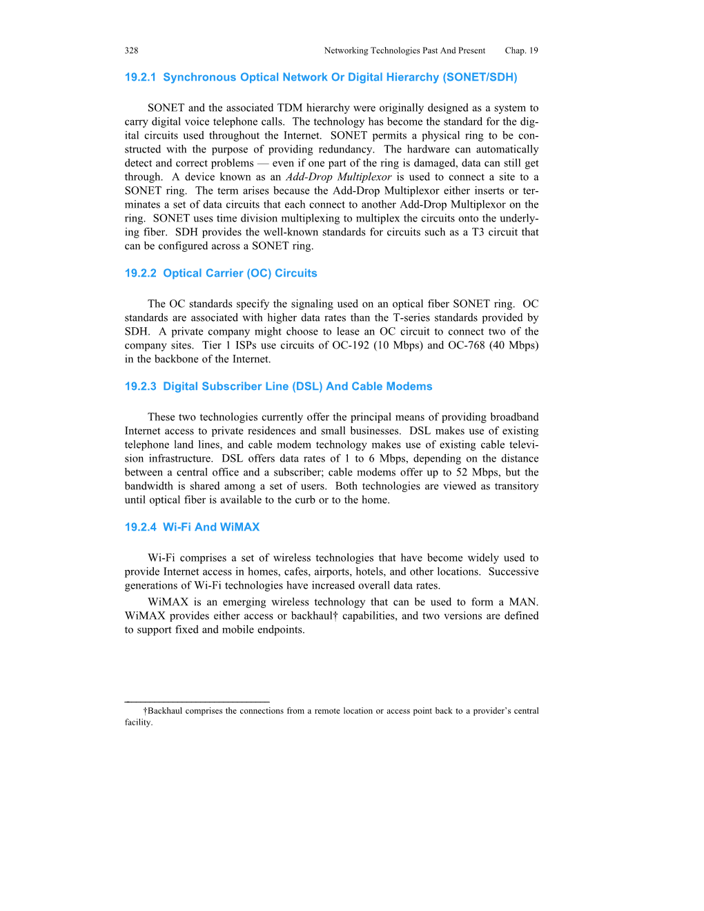 19.2.1 Synchronous Optical Network Or Digital Hierarchy (SONET/SDH)