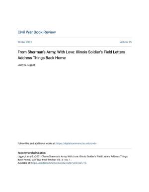 From Sherman's Army, with Love: Illinois Soldier's Field Letters Address Things Back Home