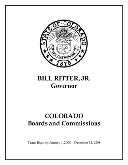 BILL RITTER, JR. Governor COLORADO Boards And