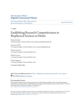 Establishing Research Competitiveness in Biophysical