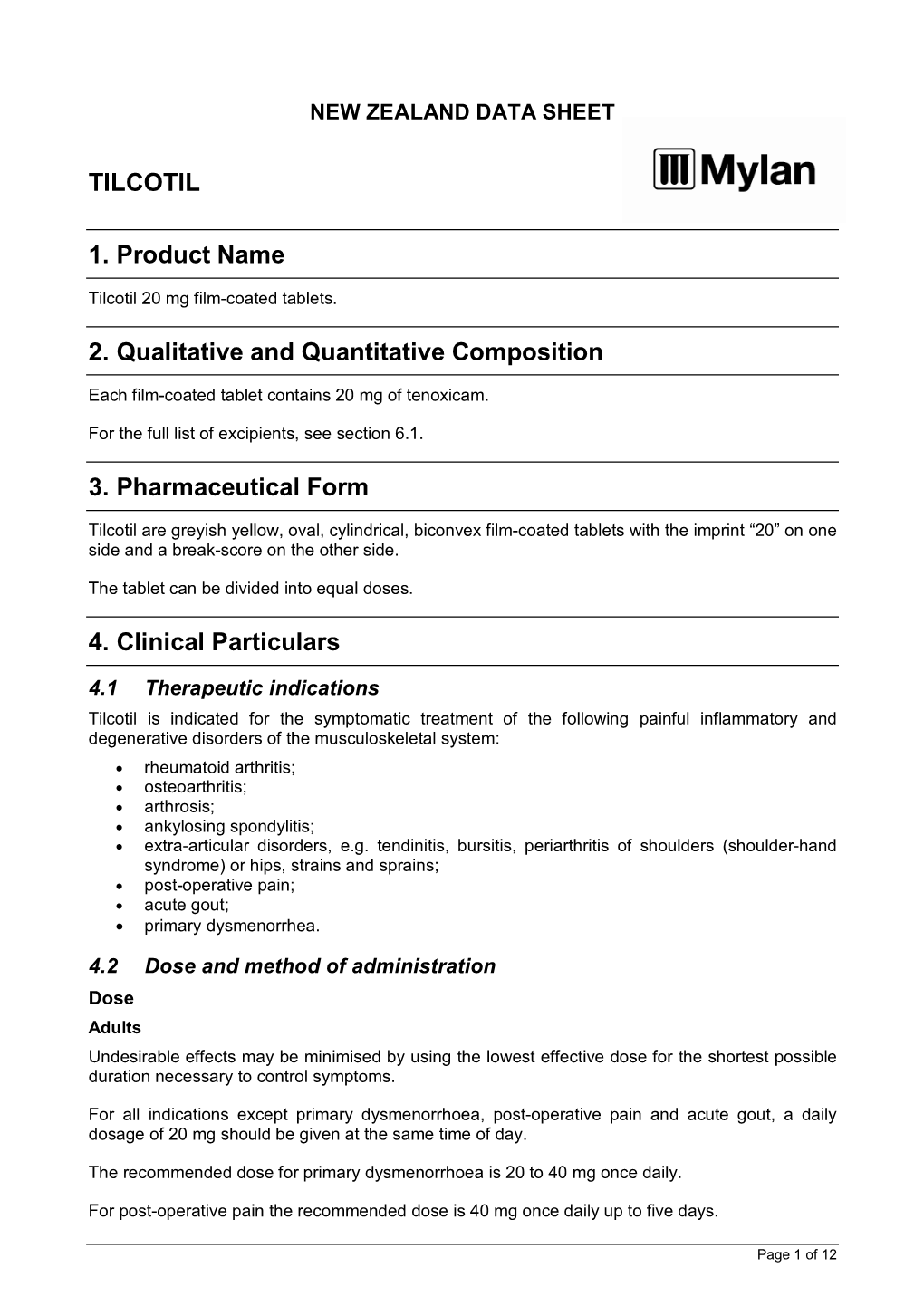 TILCOTIL 1. Product Name