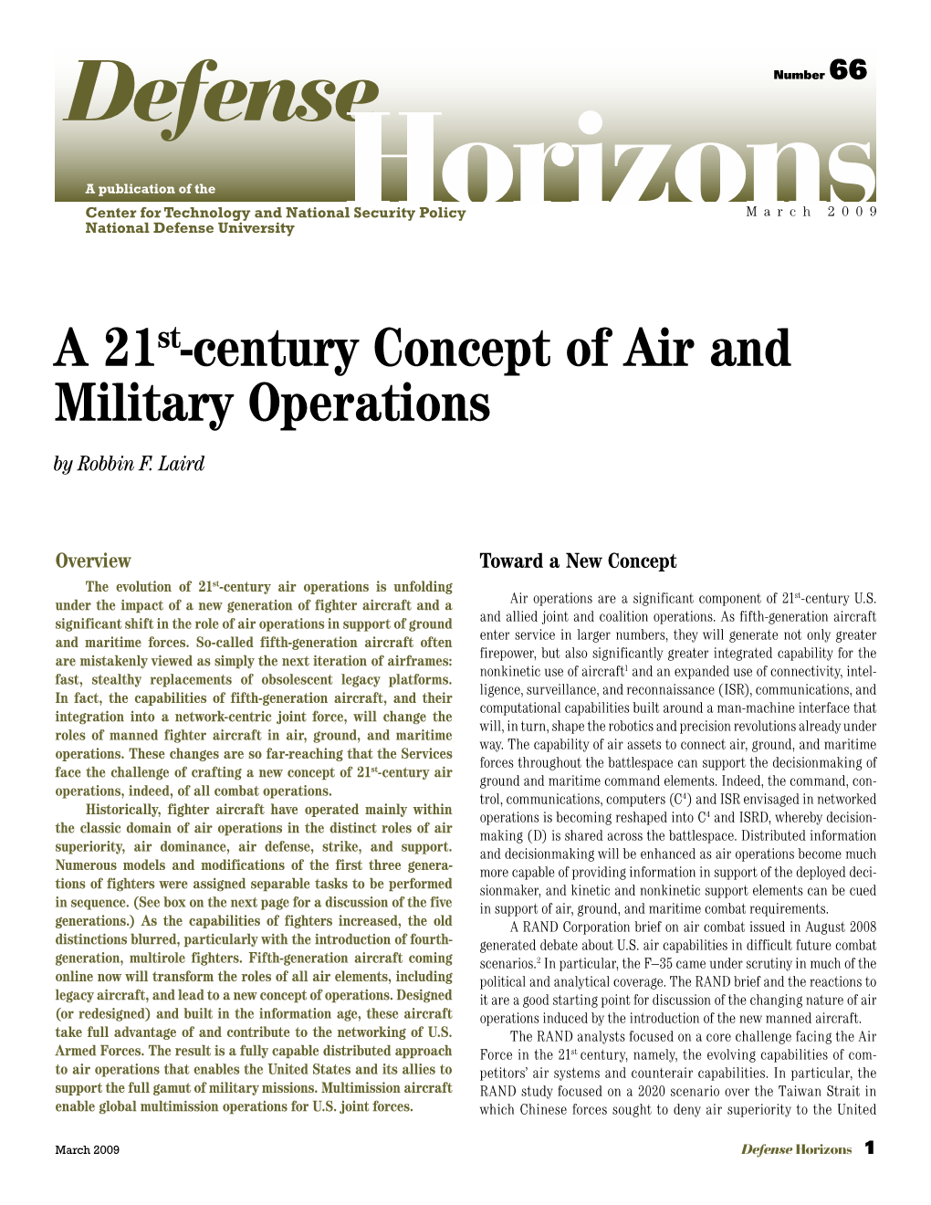 A 21St-Century Concept of Air and Military Operations by Robbin F