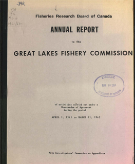 Fisheries Research Board of Canada Annual Report to the Great Lakes Fishery Commissio