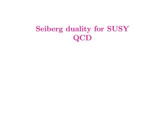 Slides for Chapter 10 Seiberg Duality for SUSY