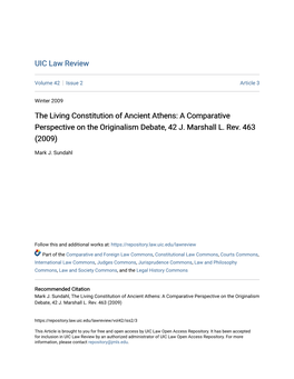 The Living Constitution of Ancient Athens: a Comparative Perspective on the Originalism Debate, 42 J