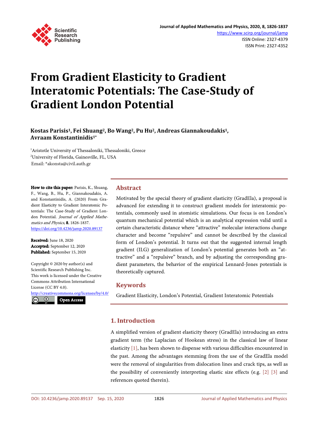 From Gradient Elasticity to Gradient Interatomic Potentials: the Case-Study of Gradient London Potential