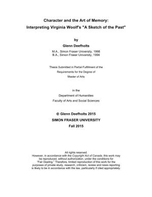 Character and the Art of Memory: Interpreting Virginia Woolf's "A Sketch of the Past"