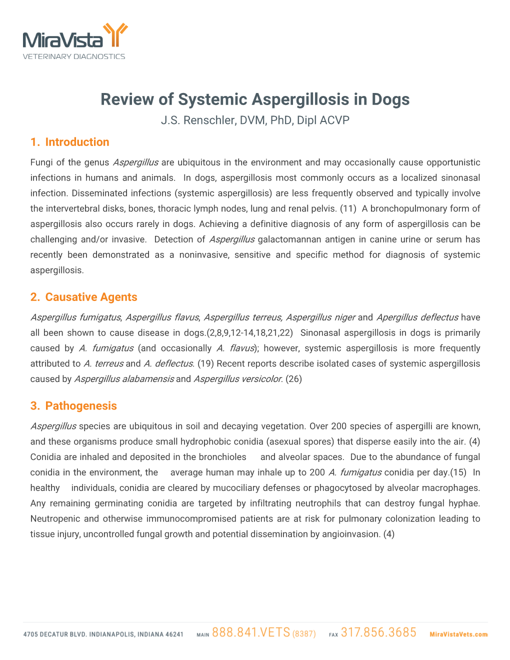 Review of Systemic Aspergillosis in Dogs J.S