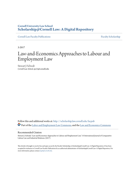 Law-And-Economics Approaches to Labour and Employment Law Stewart J