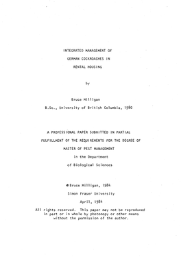 Integrated Management of German Cockroaches in Rental Housing / By