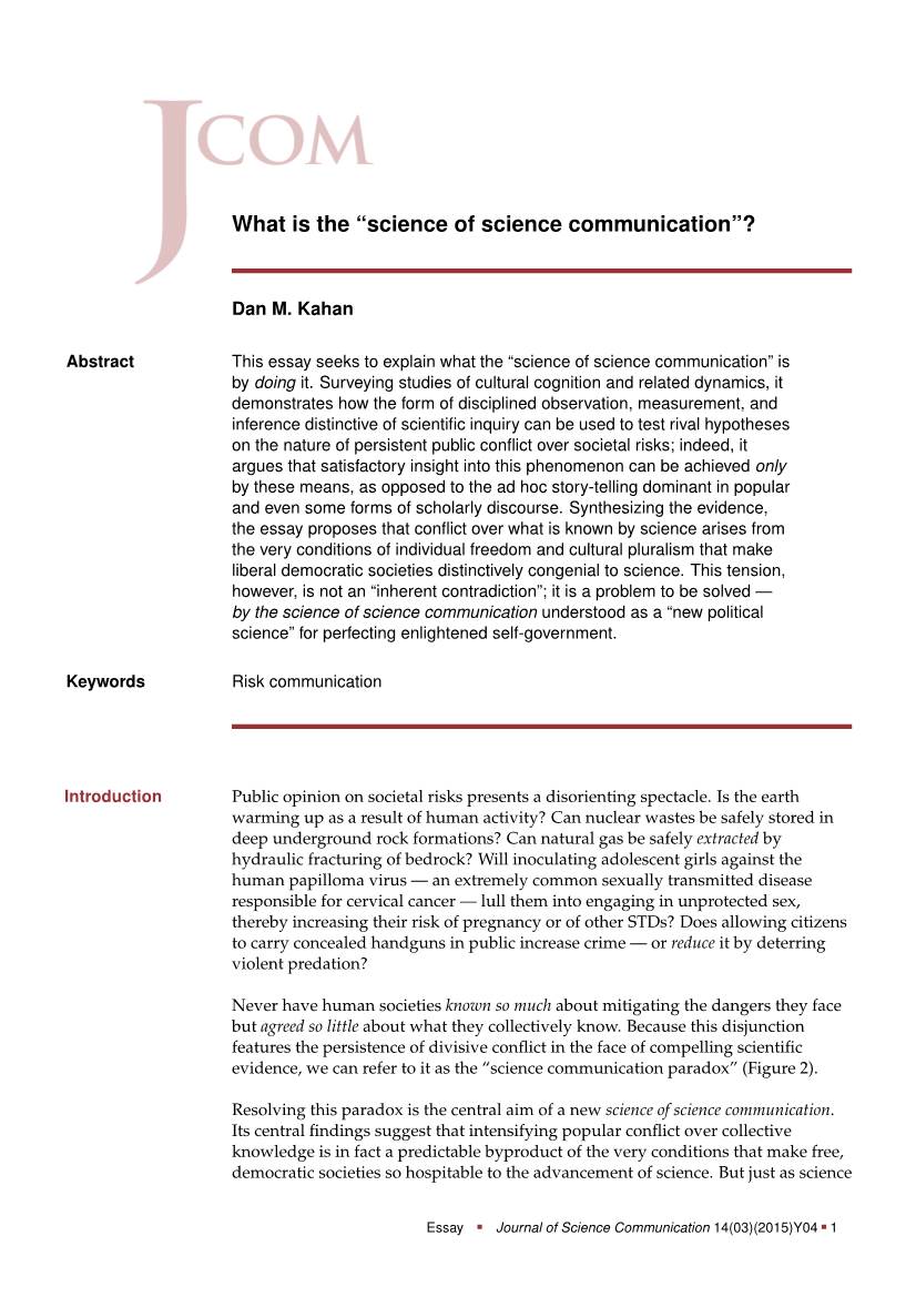 What Is the “Science of Science Communication”?