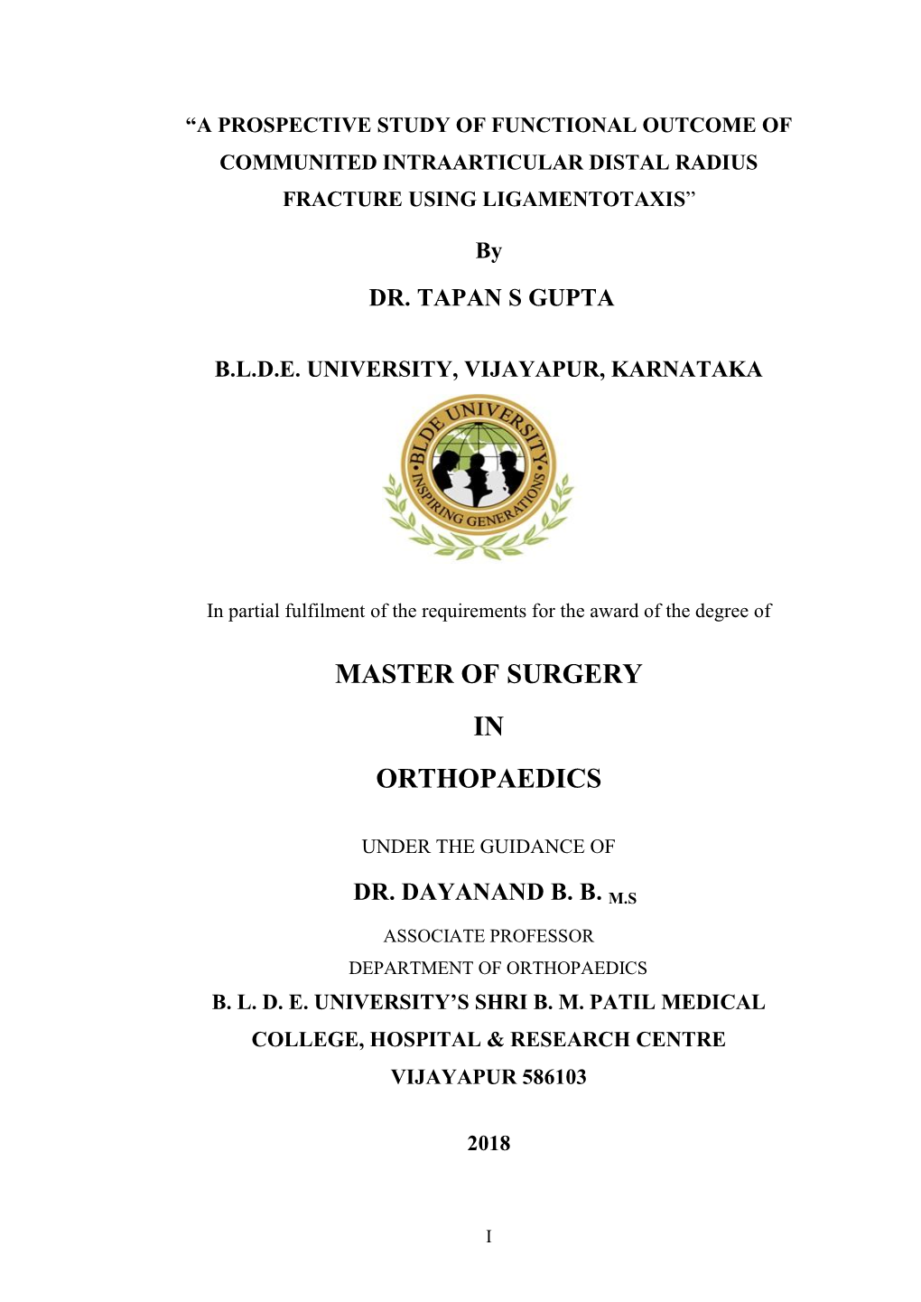 Master of Surgery in Orthopaedics