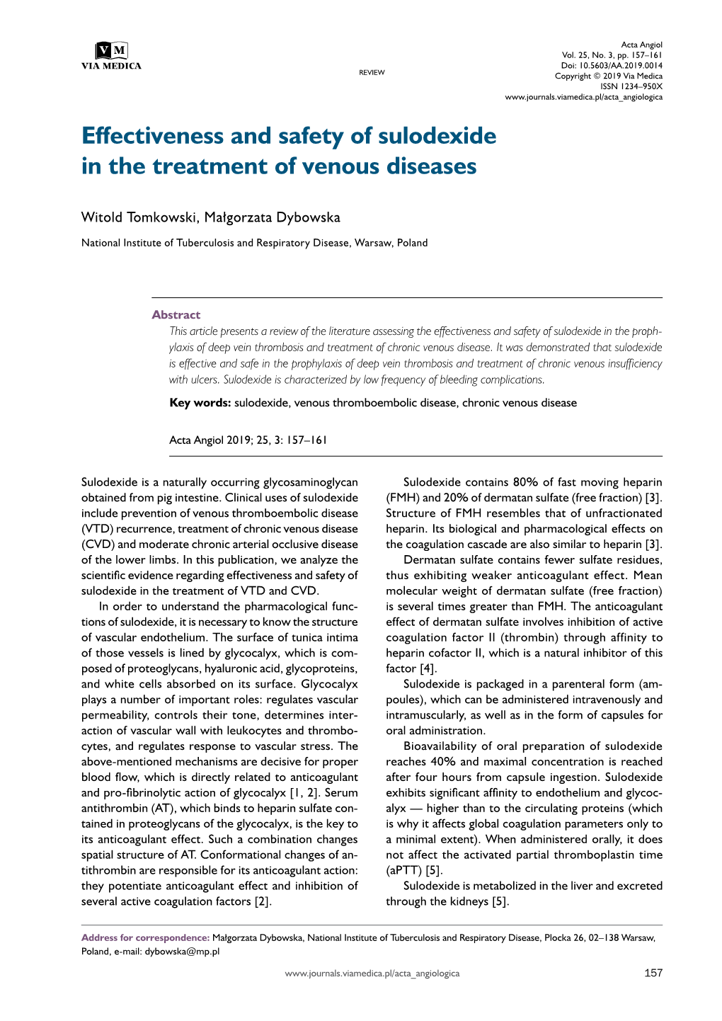 Effectiveness and Safety of Sulodexide in the Treatment of Venous Diseases