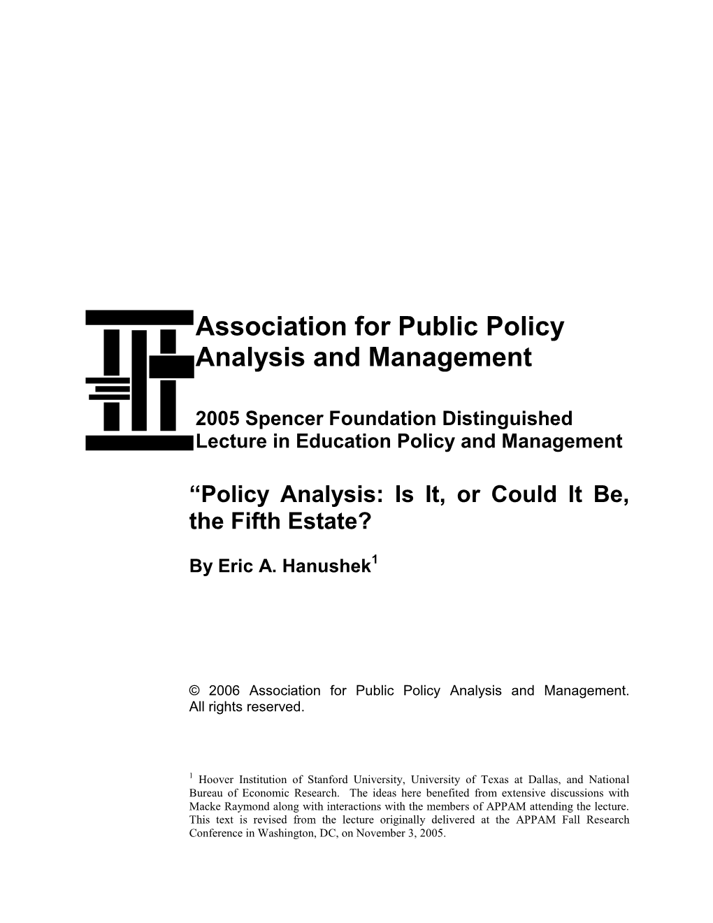 Association for Public Policy Analysis and Management