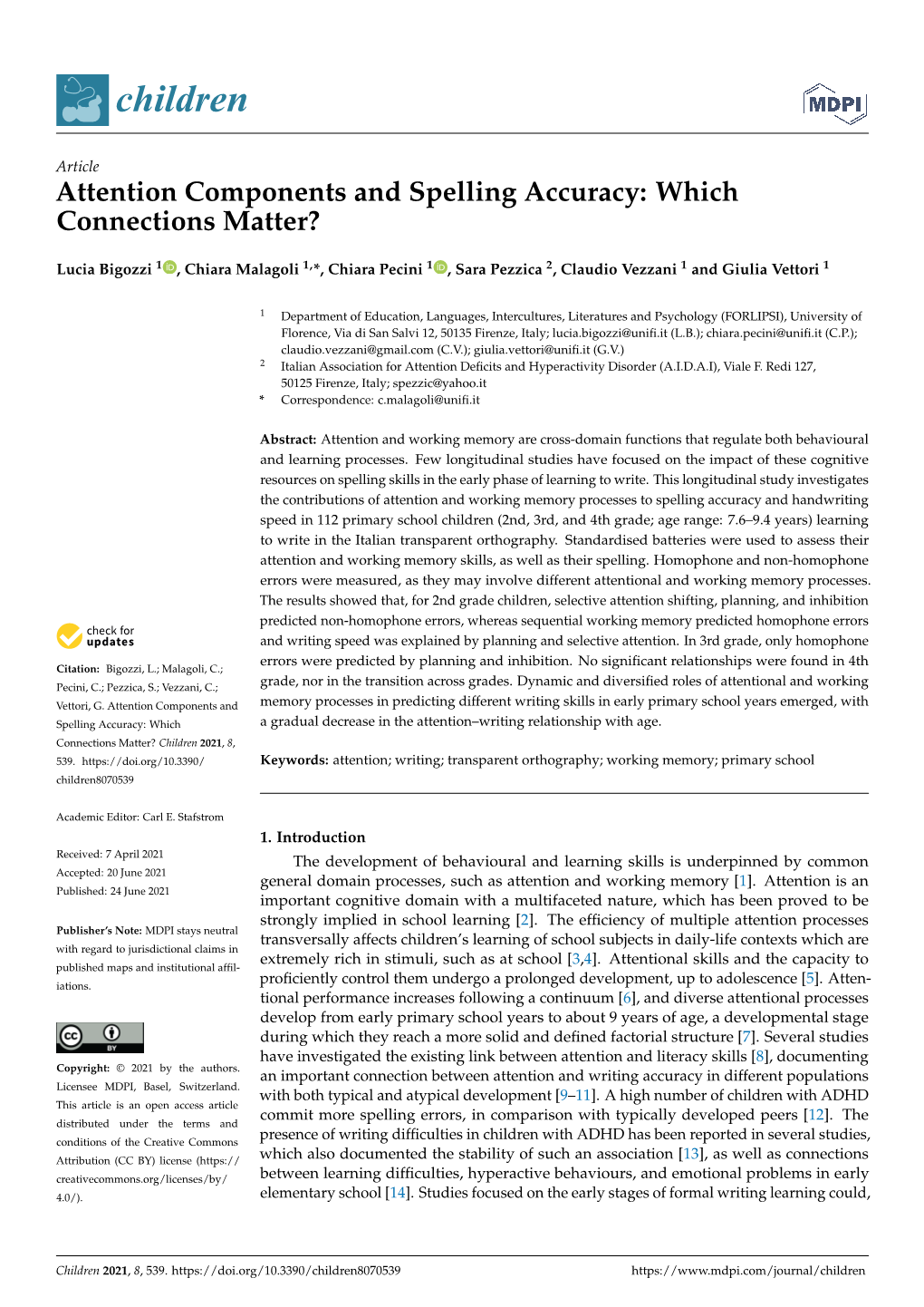 Attention Components and Spelling Accuracy: Which Connections Matter?