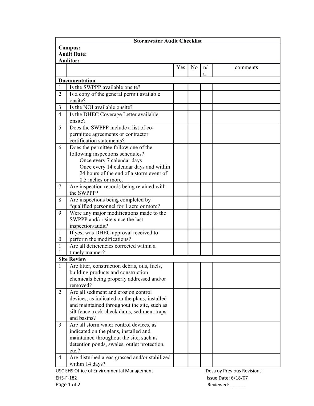 USC EHS Office of Environmental Management Destroy Previous Revisions s1