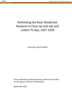 Modernist Realisms in Close up and Life and Letters To-Day, 1927-1939