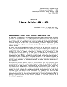 El León Y La Mula, 1920 - 1938