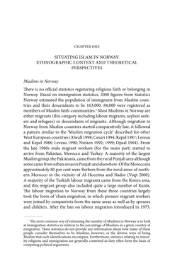Situating Islam in Norway: Ethnographic Context and Theoretical Perspectives