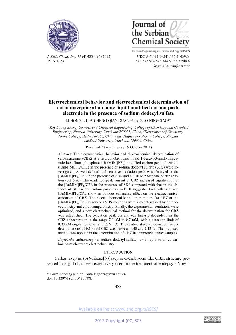 Electrochemical Behavior and Electrochemical Determination Of