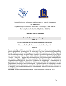 National Conference on Research and Contemporary Issues In
