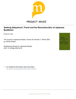 Seeking Sakyamuni: Travel and the Reconstruction of Japanese Buddhism