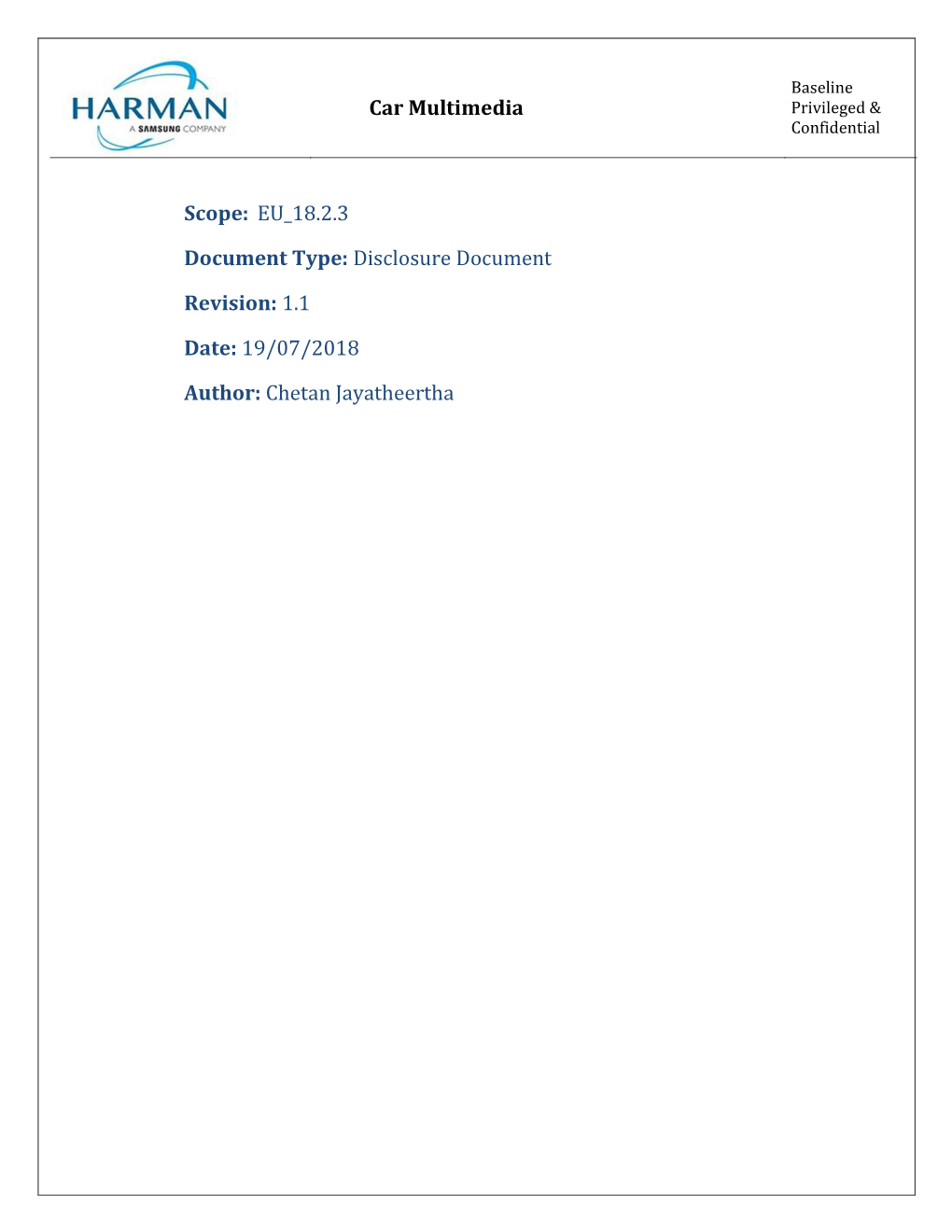 Car Multimedia Scope: EU 18.2.3 Document Type